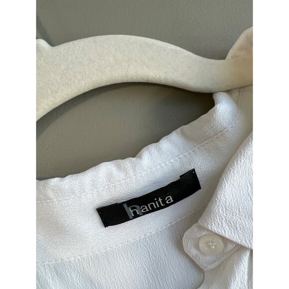 Hanita Sequin Runaway Button Down Shirt Blouse Women M White Embellished Preppy - Picture 6 of 9